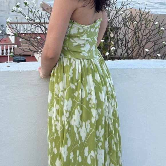 Abercrombie & Fitch Green Floral Halter Maxi Dress Size L - Picture 12 of 14